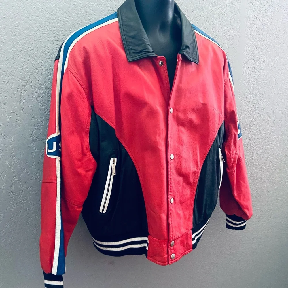 Michael Hoban WhereMI Vintage USA Statue of Liberty Leather Jacket🗽